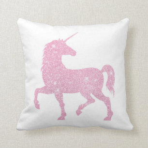 Rosa Glitter Unicorn Dekorativ kudde