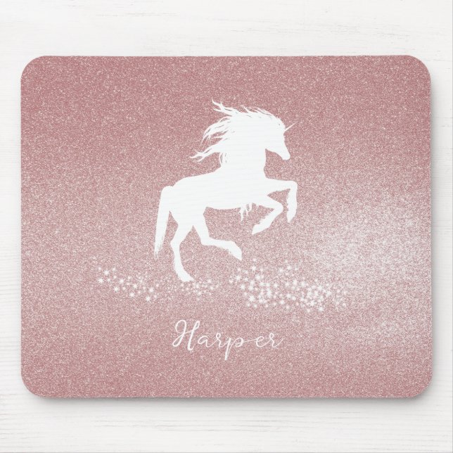 Rosa Glitter Unicorn Mouse Pad Musmatta (Framsidan)