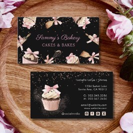 Rosa Glitter Utensils Cooking & Cupkaka Bakery Visitkort