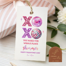Rosa glitter Valentin-märke Presentetikett
