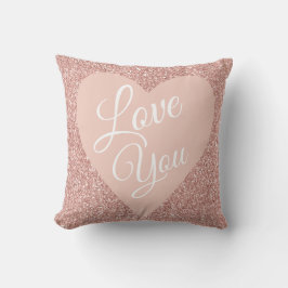Rosa Glitter Valentines Kärlek, du namngav Kudde