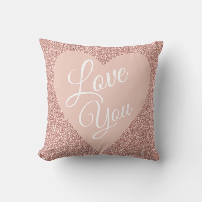 Rosa Glitter Valentines Kärlek, du namngav Kudde (Framsida)