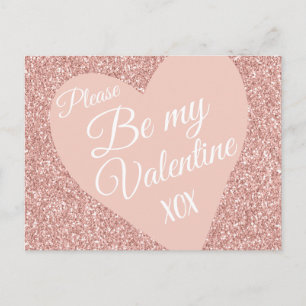 Rosa Glitter Valentineser ska vara XOX Vykort
