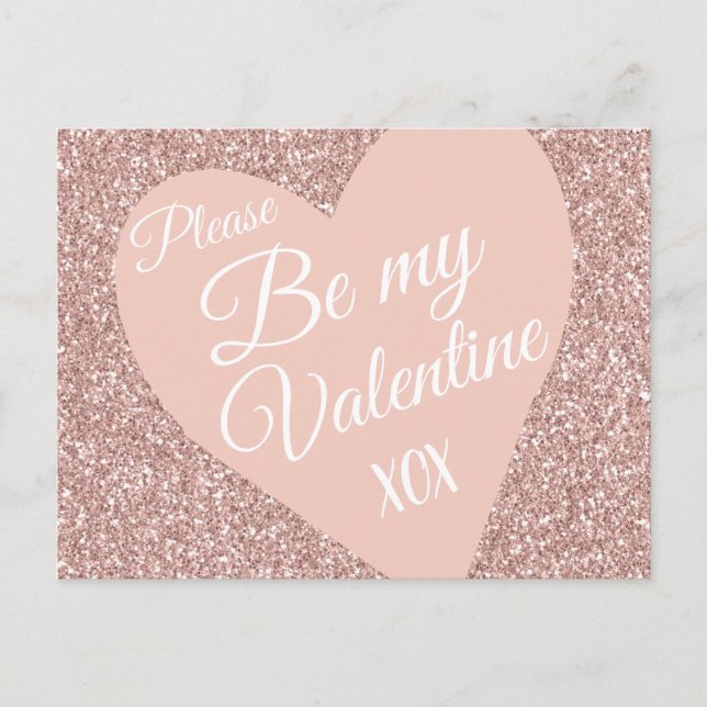 Rosa Glitter Valentineser ska vara XOX Vykort (Framsida)