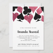 Rosa Glitter Vegas Theme Bachelorette Party Inbjud