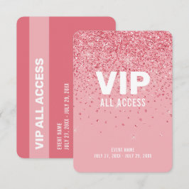 Rosa glitter VIP full access ID-kort 3,5" x 5" Inbjudningar