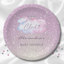 Rosa Glitter Watercolor Cloud Baby Shower