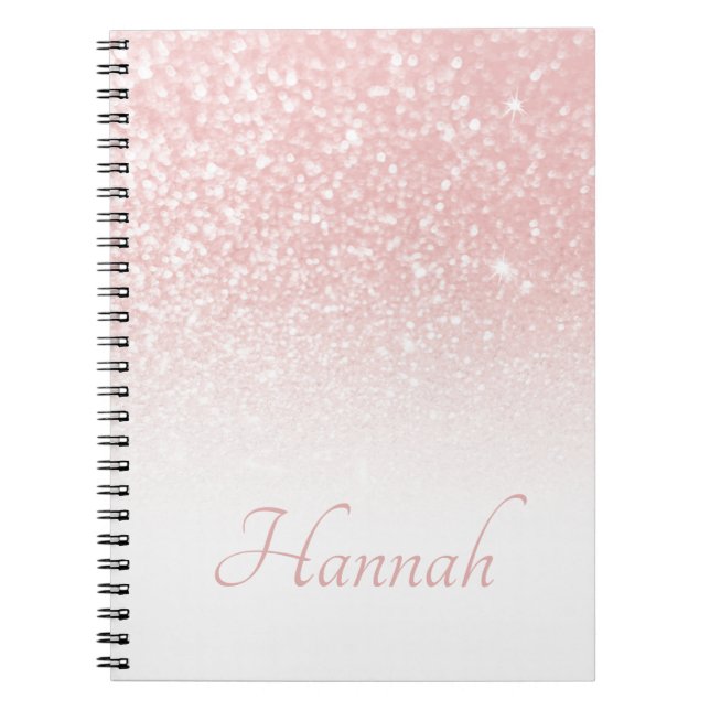  Rosa Glitter White Ombre Anteckningsbok (Framsidan)