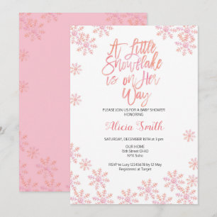 Rosa Glitter Winter Wonderland Girl Baby Shower Inbjudningar