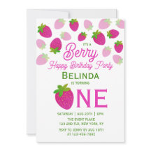 Rosa Glitter Y2K Jordgubbar 1:a födelsedag