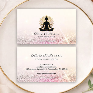 Rosa glitter yogainstruktör meditationscoach visitkort