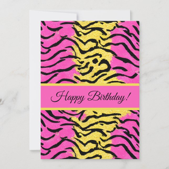 Rosa Glitter Zebra mönstrad Julkort (Framsida)