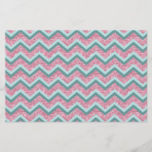 Rosa Glitter ZigZag Mönster Brevpapper