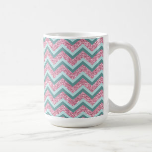 Rosa Glitter ZigZag Mönster Kaffemugg