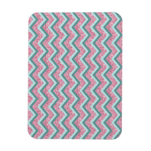 Rosa Glitter ZigZag Mönster Magnet