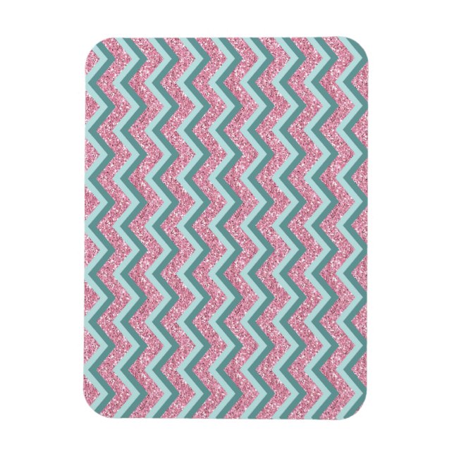 Rosa Glitter ZigZag Mönster Magnet (Vertikal)