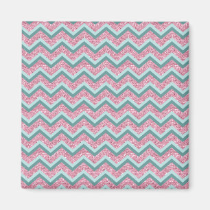 Rosa Glitter ZigZag Mönster Magnet