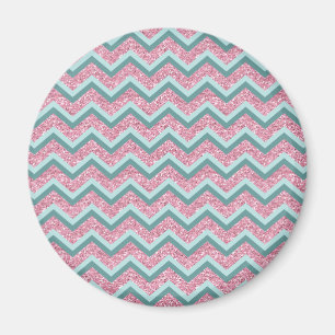Rosa Glitter ZigZag Mönster Magnet