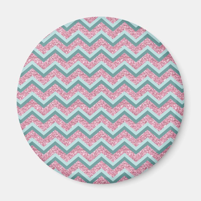 Rosa Glitter ZigZag Mönster Magnet (Framsidan)