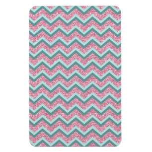 Rosa Glitter ZigZag Mönster Magnet