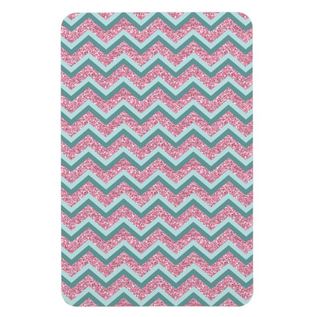 Rosa Glitter ZigZag Mönster Magnet (Vertikal)