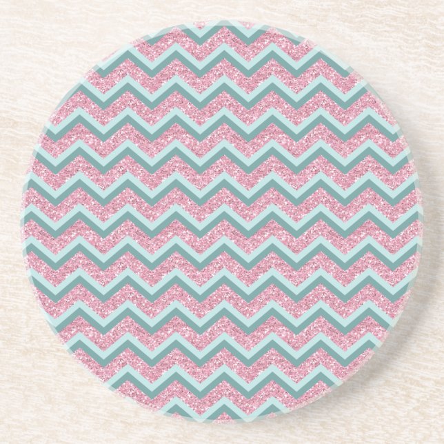 Rosa Glitter ZigZag Mönster Underlägg (Framsidan)