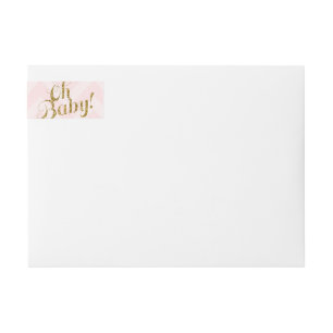 Rosa glitterbaby showerreturetiketter etikettband