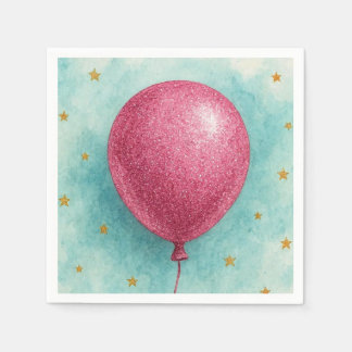 Rosa glitterballong servetter. pappersservett