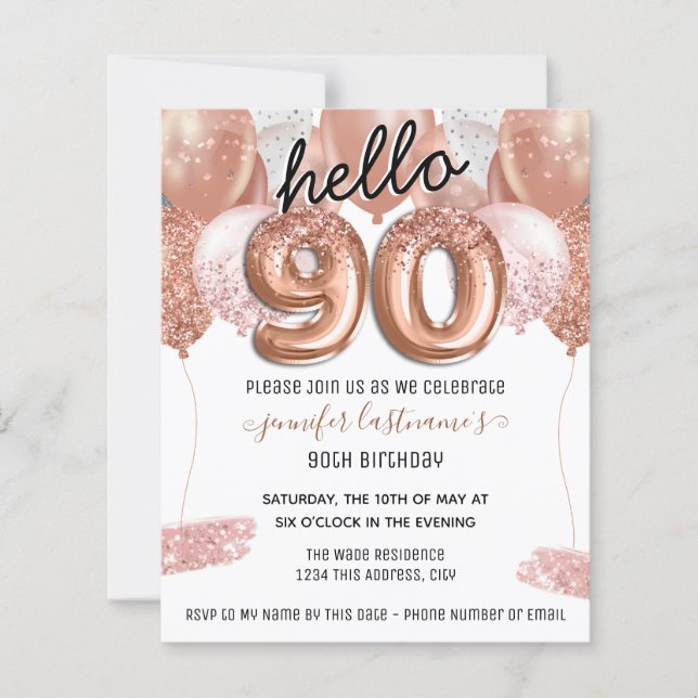 Rosa glitterballonger 90-årsfirande (Framsida)