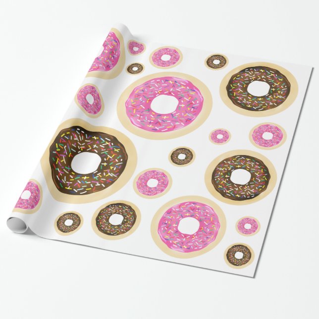 Rosa glitterdonuts Modern födelsedagsfest kul Presentpapper (Utrullad)