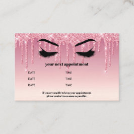 Rosa glitterdroppar Browbar Ögonfrans Lyx Visitkort
