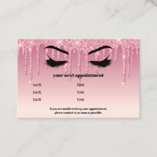 Rosa glitterdroppar Browbar Ögonfrans Lyx Visitkort