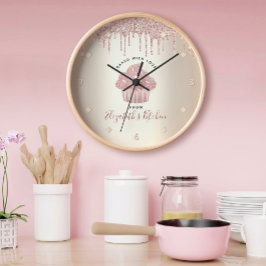 Rosa Glitterdroppar Cupcake Bagarverk Pastrikock G Stor Klocka