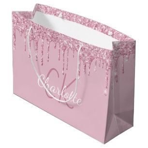 Rosa glitterdroppar monogram glans lyx