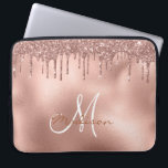 Rosa Glitterdroppar Monogram Laptop Fodral<br><div class="desc">Denna design kan anpassas i det angivna området genom att byta foto och/eller text. Eller så kan den anpassas ytterligare genom att klicka på "Anpassa denna mall" och sedan välja alternativet "klicka för att anpassa ytterligare" och ta bort eller ändra bakgrundsfärgen, lägga till text, ändra textens färg eller stil, eller...</div>