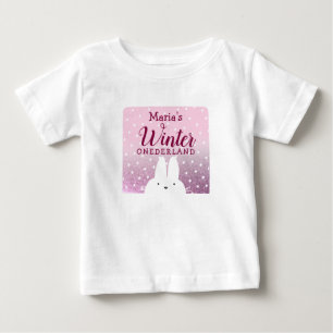Rosa glitterkanin Vinter Onederland T Shirt