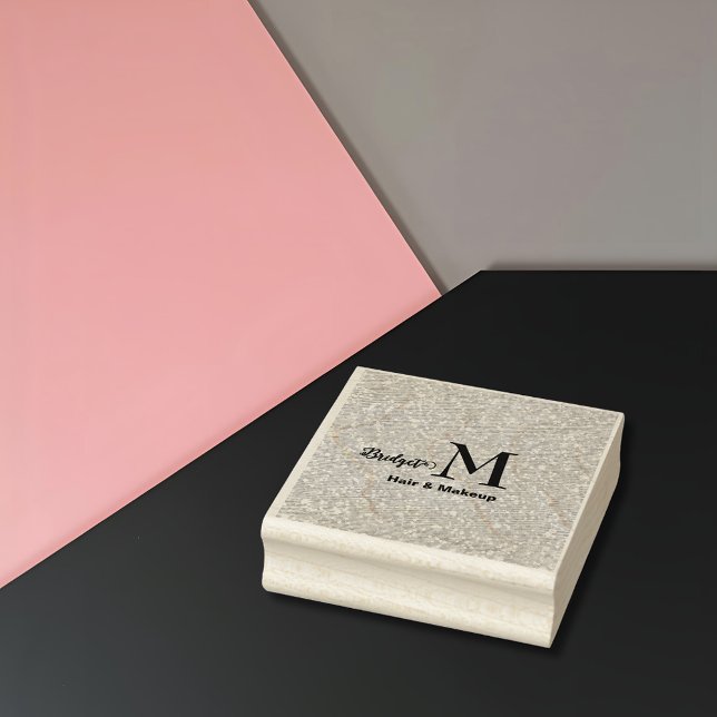 Rosa glittermonogram för hår och makeup stämpel (Skapare uppladdad)