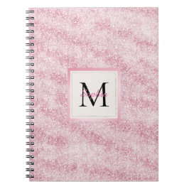 Rosa glittermonogram med rodnad anteckningsbok