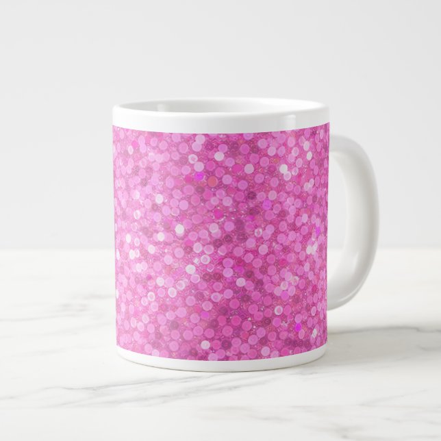 Rosa glitterprickar bling jumbo mugg (Framsida höger)