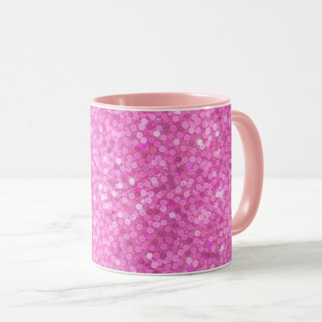 Rosa glitterprickar bling mugg (Framsida höger)