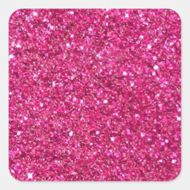 Rosa glitterram fyrkantigt klistermärke