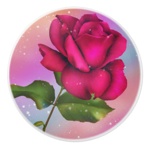 Rosa Glitterros Regnbåge Pastell Blommig Knopp