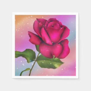 Rosa Glitterros Regnbåge Pastell Födelsedagsfest Pappersservett