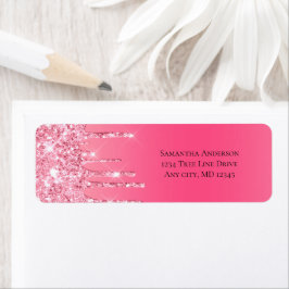 Rosa glitterrosa trendig chic retur returadress etikett