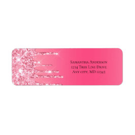 Rosa glitterrosa trendig chic retur returadress etikett