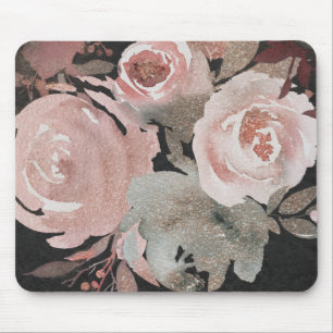 Rosa glitterrosor mörka blommor glamour elegant musmatta