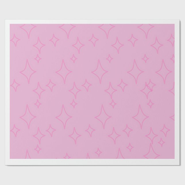 Rosa glitterstjärnmönstrat inslagspapper presentpapper (Platt)
