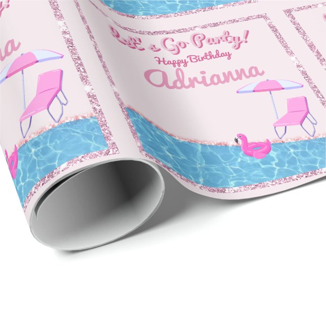 Rosa Glitterstrandfest Presentpapper (Rullad Hörn)