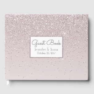 Rosa Glittery Bröllop Guest Bok