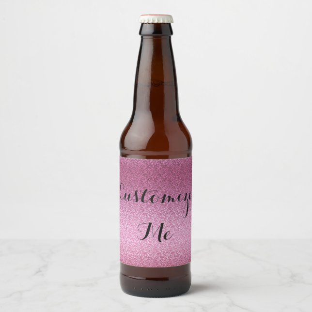 Rosa Glittery-övertoning Ölflaska Etikett (Framsida)